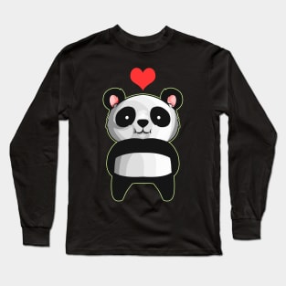 Kawaii Panda With Red Heart Over Head Cute I Love Panda Long Sleeve T-Shirt